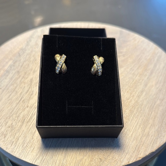 Dior Vintage Pre Owned Clip On Gold and Crystals Earrings.